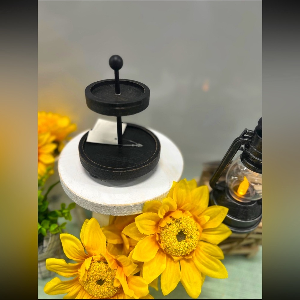 Farmhouse Mini black tiered Tray decor 5.5”H